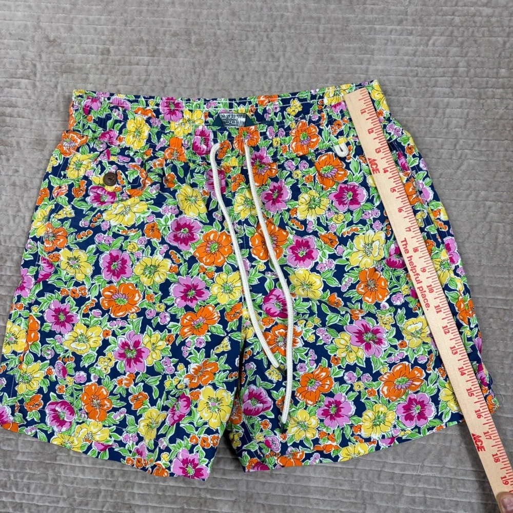 Polo Ralph Lauren Mens Floral Swim Trunks Navy Blue Orange Pink Medium 5